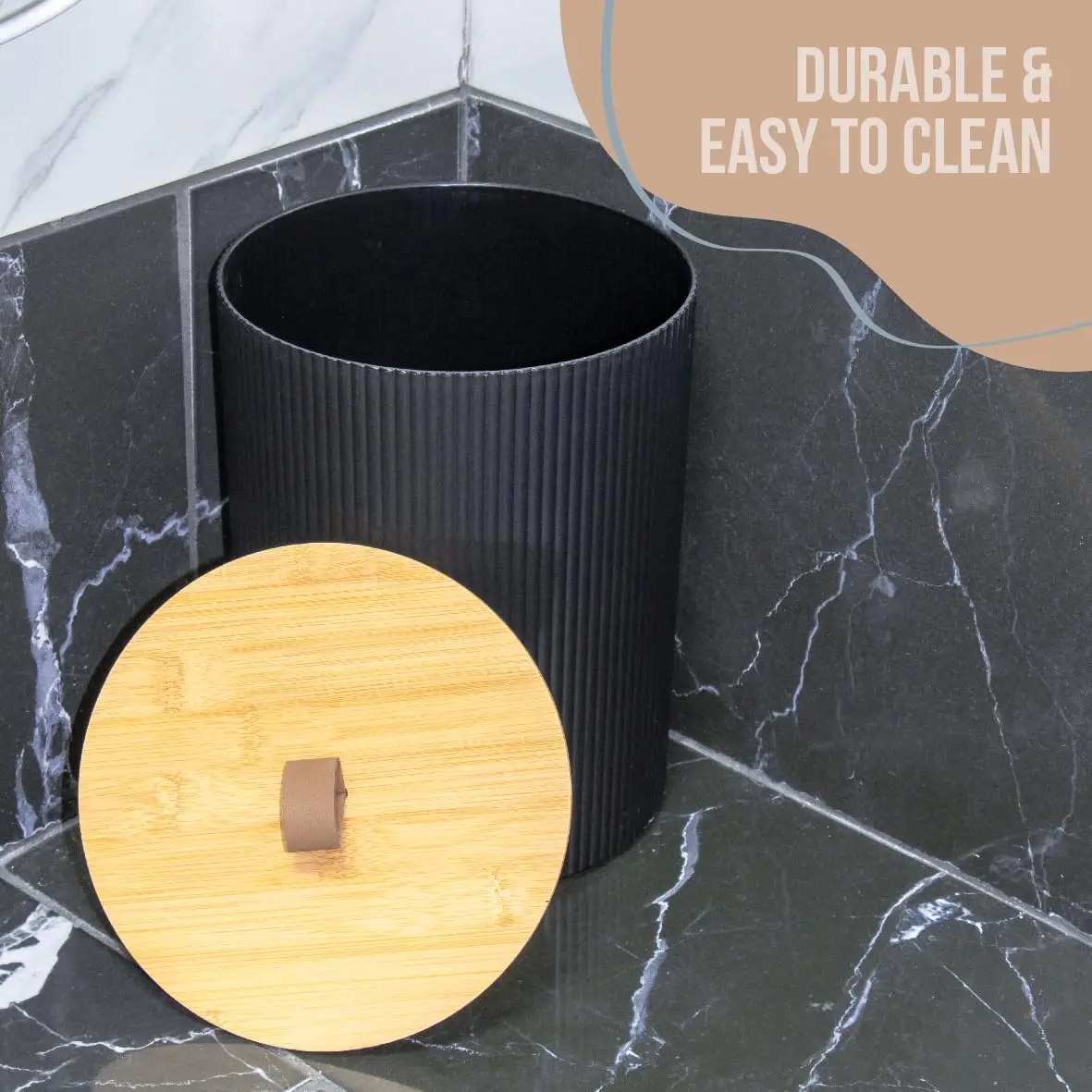 UNTIOR 6-Piece Bamboo Bathroom Accessory Set Lotion Bottles Toothbrush Holder Toothbrush Holder Soap Dish Toilet Brush Bin - Image 6