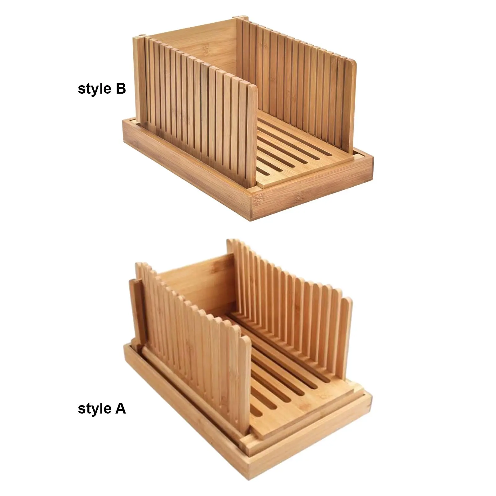 Premium Bamboo Bread Slicers with Crumb Tray Bread Slicers Machine Bread Loaf Slicers Folding for Bread Slicing Kitchen Baking - Image 2