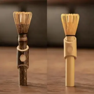 Japanese Style Matcha Whisk with Long Handle Portable Stirring Brush Handcurled Bamboo Tea Whisk Traditional Useful