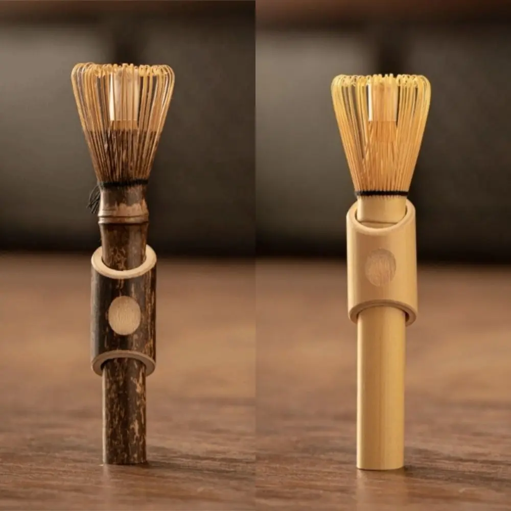Japanese Style Matcha Whisk with Long Handle Portable Stirring Brush Handcurled Bamboo Tea Whisk Traditional Useful