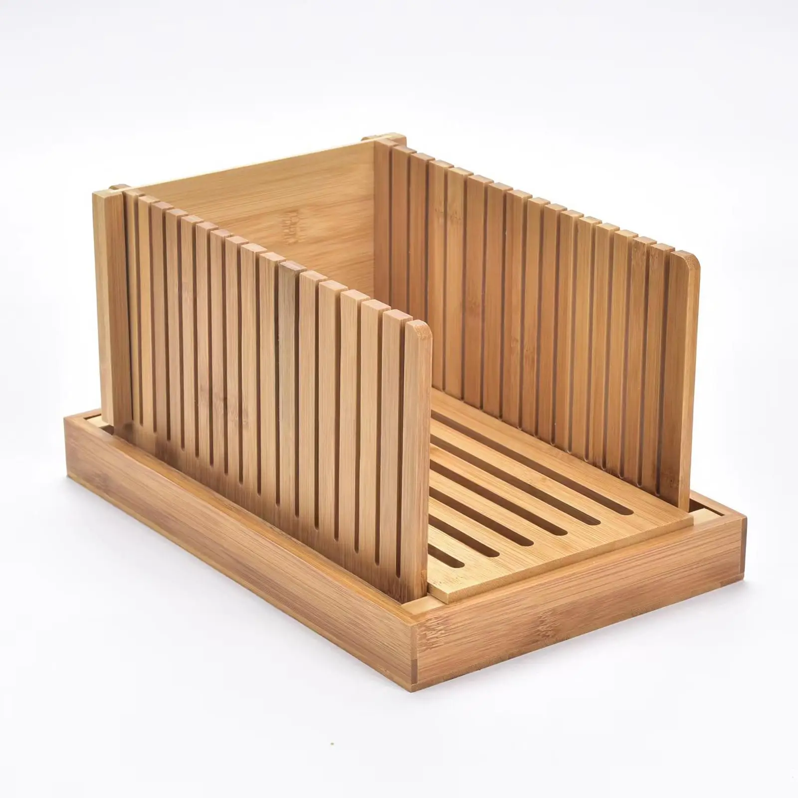 Premium Bamboo Bread Slicers with Crumb Tray Bread Slicers Machine Bread Loaf Slicers Folding for Bread Slicing Kitchen Baking - Image 4