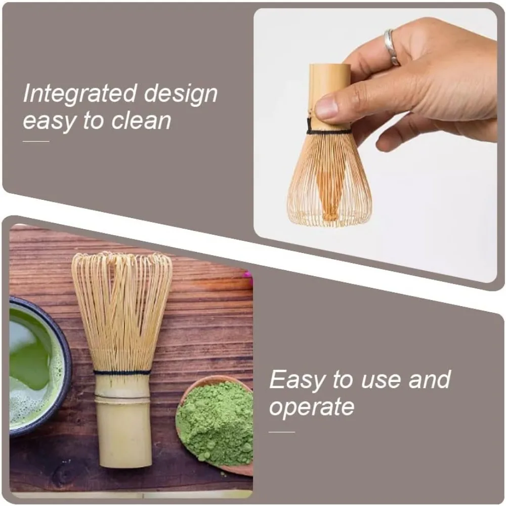 Matcha Whisk 100 Prong Natural Bamboo Tea Powder Whisk Semi Handmade Chasen for Making and Stirring Matcha, Golden Bamboo - Image 5