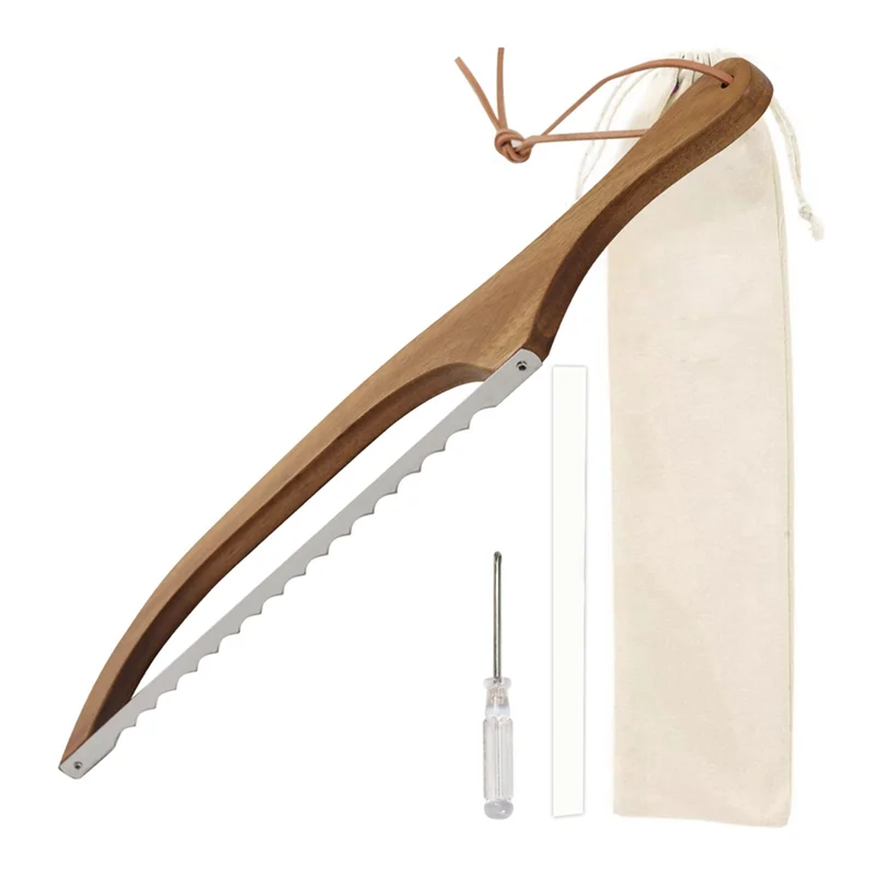 ABKJ-Bread Saw Sandwich Slicer Toast Saw Anti-Bending Wooden Bread Cutter For Homemade Bread - Image 2